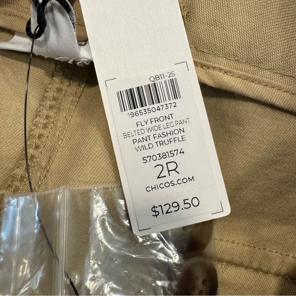 NWT Chico's Size 2R Fly Front Wide Leg Pant Fashion Wild Truffle Chino Khaki - Picture 10 of 16